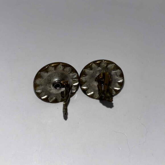 Vintage Blue Clip-on Earrings - with faux diamonds - Picture 3 of 3